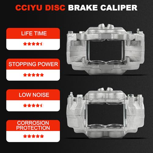 Image of cciyu Front Left & Right Disc Brake Calipers Assembly w /o Bracket For Lexus For GX460 V8 4.6L 2014-2023,For Toyota For 4Runner V6 4.0L 2014-2023 Replace#14144306 14144305 Front Driver & Passenger Side