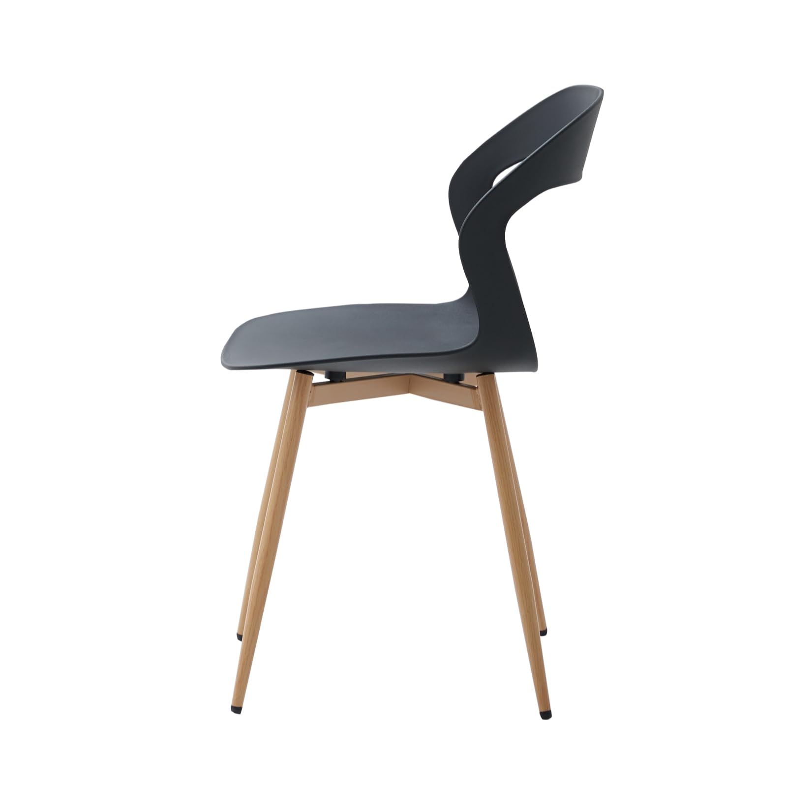 4er Set Nordisches Esszimmerstuhlt, Küchenstuhl, Mit Metallbeinen, Großes Hohlrücken-Design, Geeignet für Wohnzimmer, Esszimmer, Freizeitzimmer – Schwarz + Holz