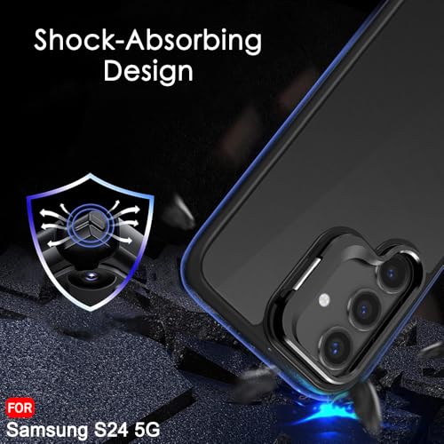 Image of TheGiftKart Hybrid Matte Frosted Back Cover Case for Samsung Galaxy S24 5G | Built-in Stand | Shockproof Hard Case Cover for Samsung Galaxy S24 5G (PC & TPU, Translucent Black)