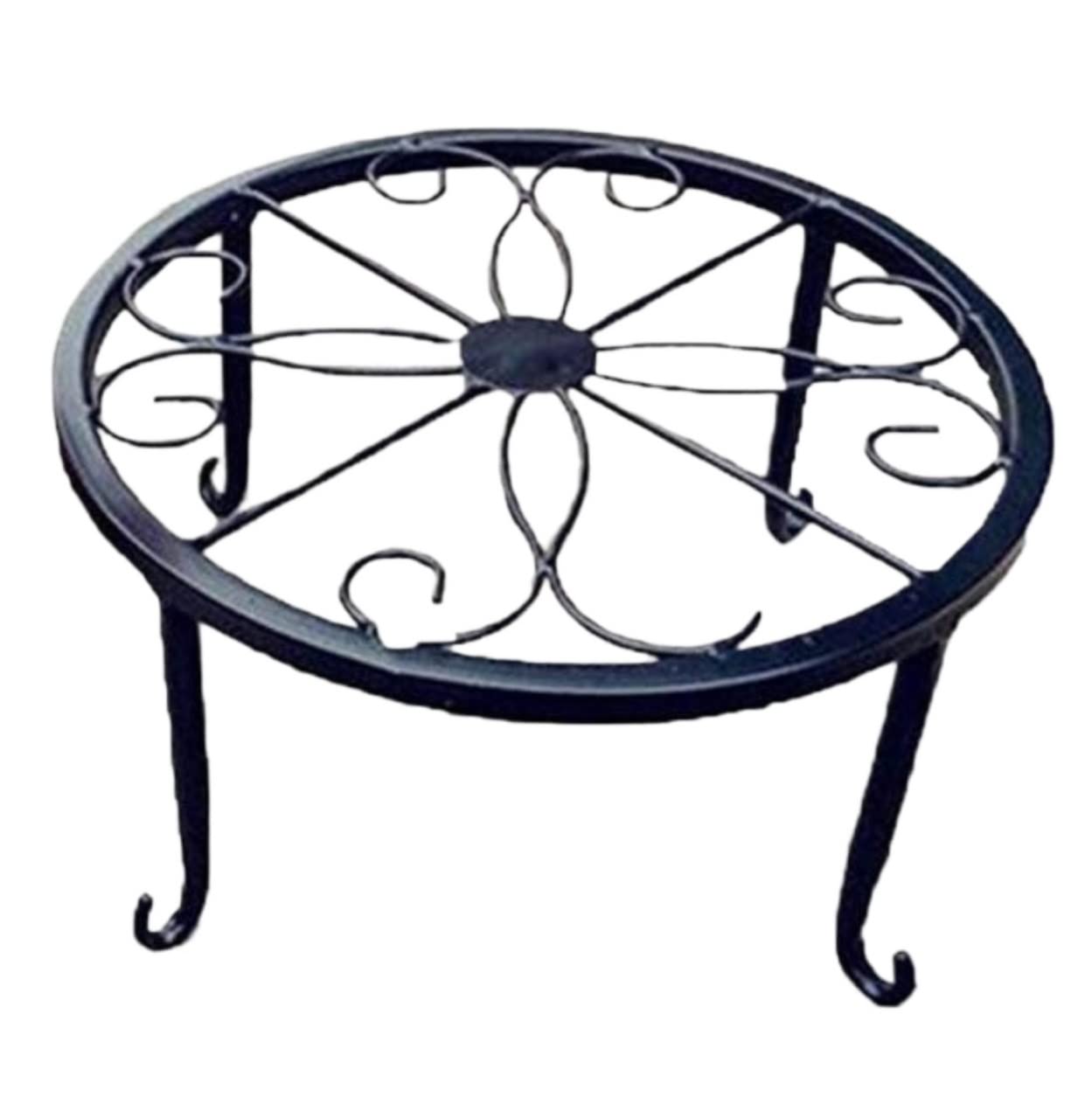 Lpmengs-EU Plant Stand Shelves Flower Holder Metal Pot Holders Wrought Iron Round Home Decor Shelf Rack(Nero)