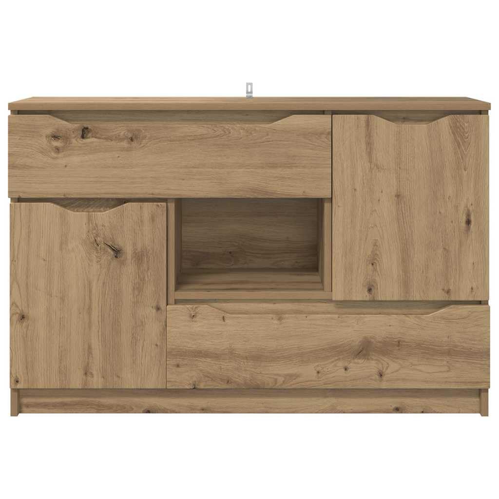 Sideboard 100 cm Breit in Artisan-Eiche Holzwerkstoff Modernes Wohnzimmerschrank mit 2 Türen & Schublade Robustes Lowboard für Living Room Esszimmer Flur