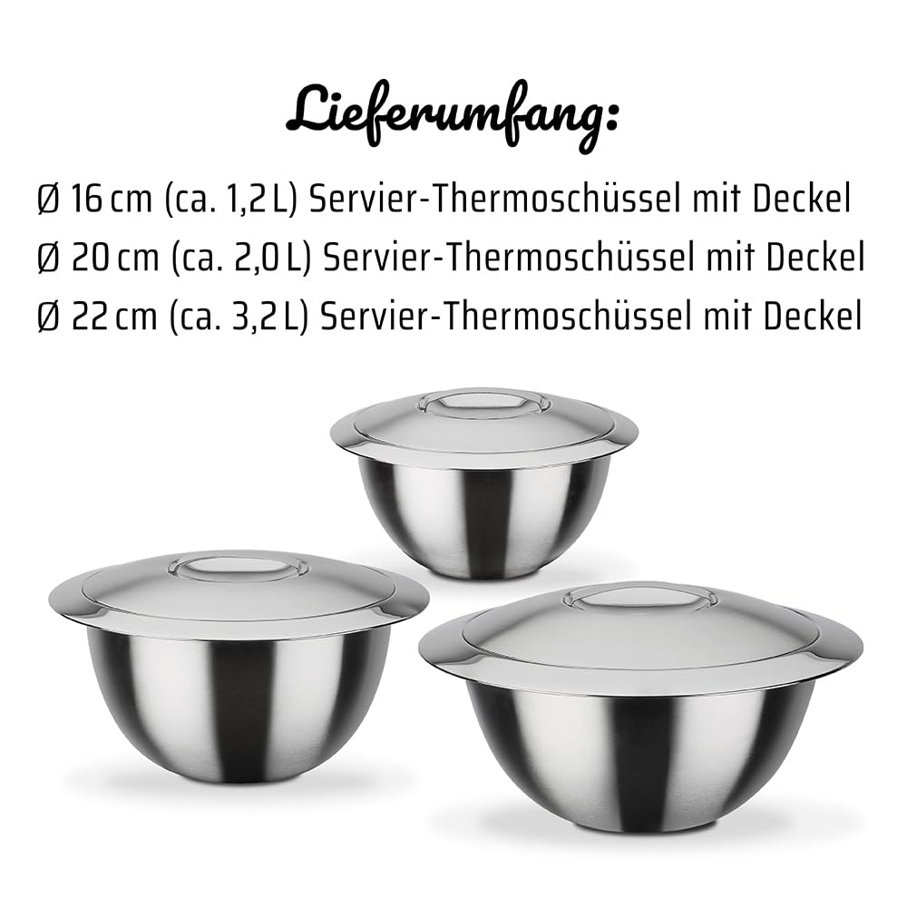 Gsw Servier-Thermoschüssel – hochwertiges Servierschüssel-Set bestehend aus 3 Schüsseln mit Deckel – Bild 7