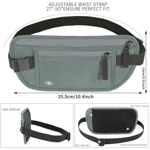Image of Money Belt for Travel, RFID Blocking, Hidden Money Belt, Passport Holder for Travel (Dark Green)