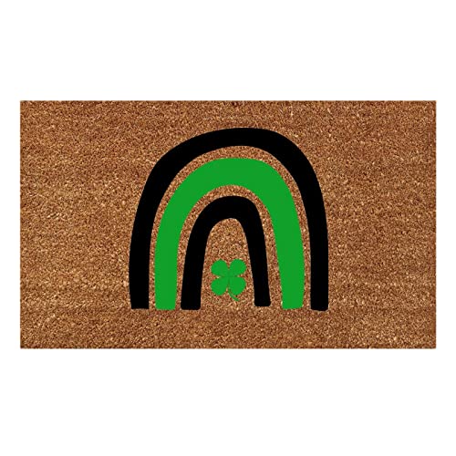St. Patricks Day Door Mat Rubber Good Luck Outdoor Clover Rug Hello St Patricks Day Kitchen Rug Dog Paw Cleaning Mat