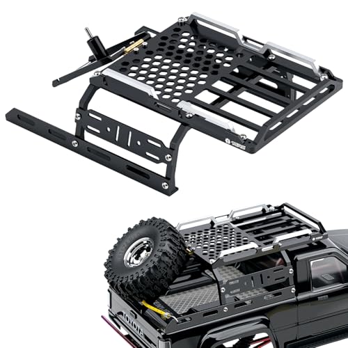 TCRC Aluminum Bed Rack & Spare Tire Carrier & Anti-Skid Plate Board with Colored Reflective Luggage Rope Set for HPI Venture18 Upgrade