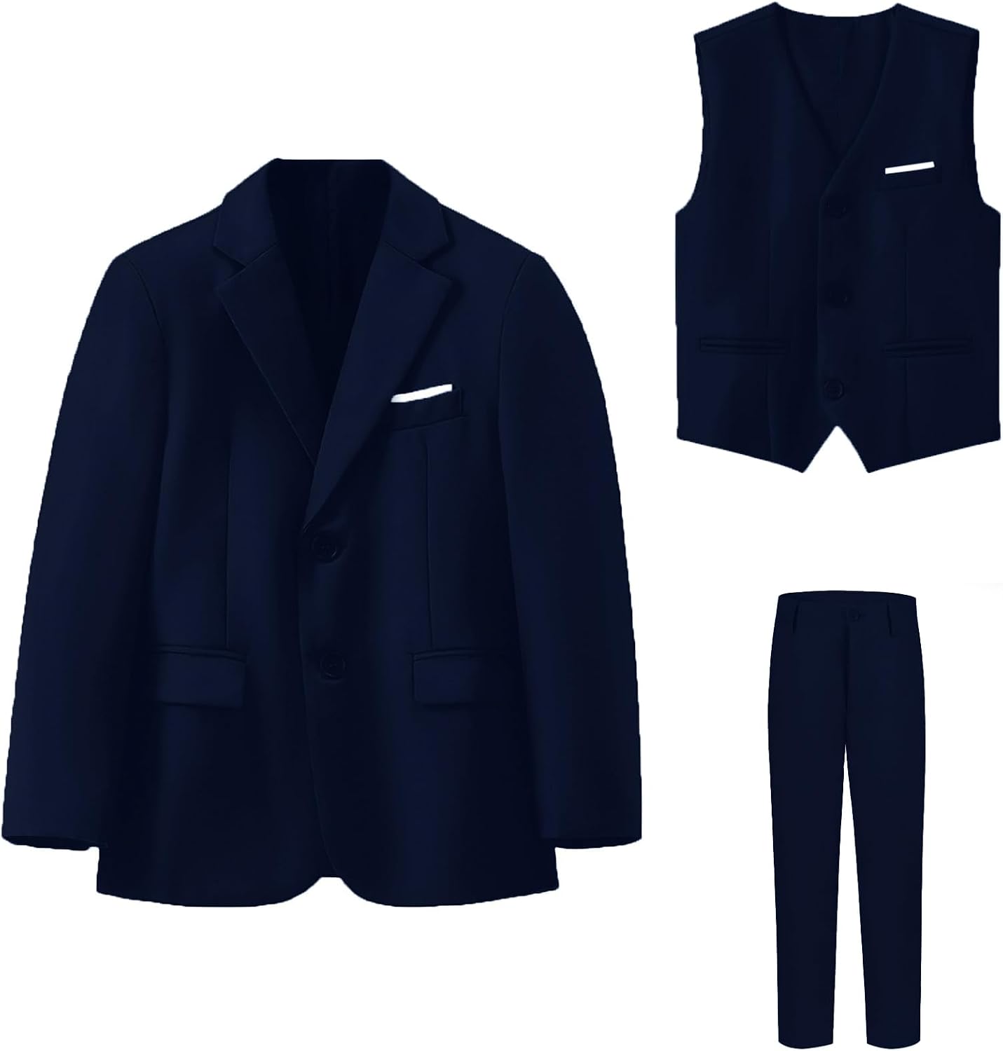 Husky Boys Suit Plus Size Wedding Outfit for Big Boy 3 Piece Formal Kids Tuxedo Suit Set