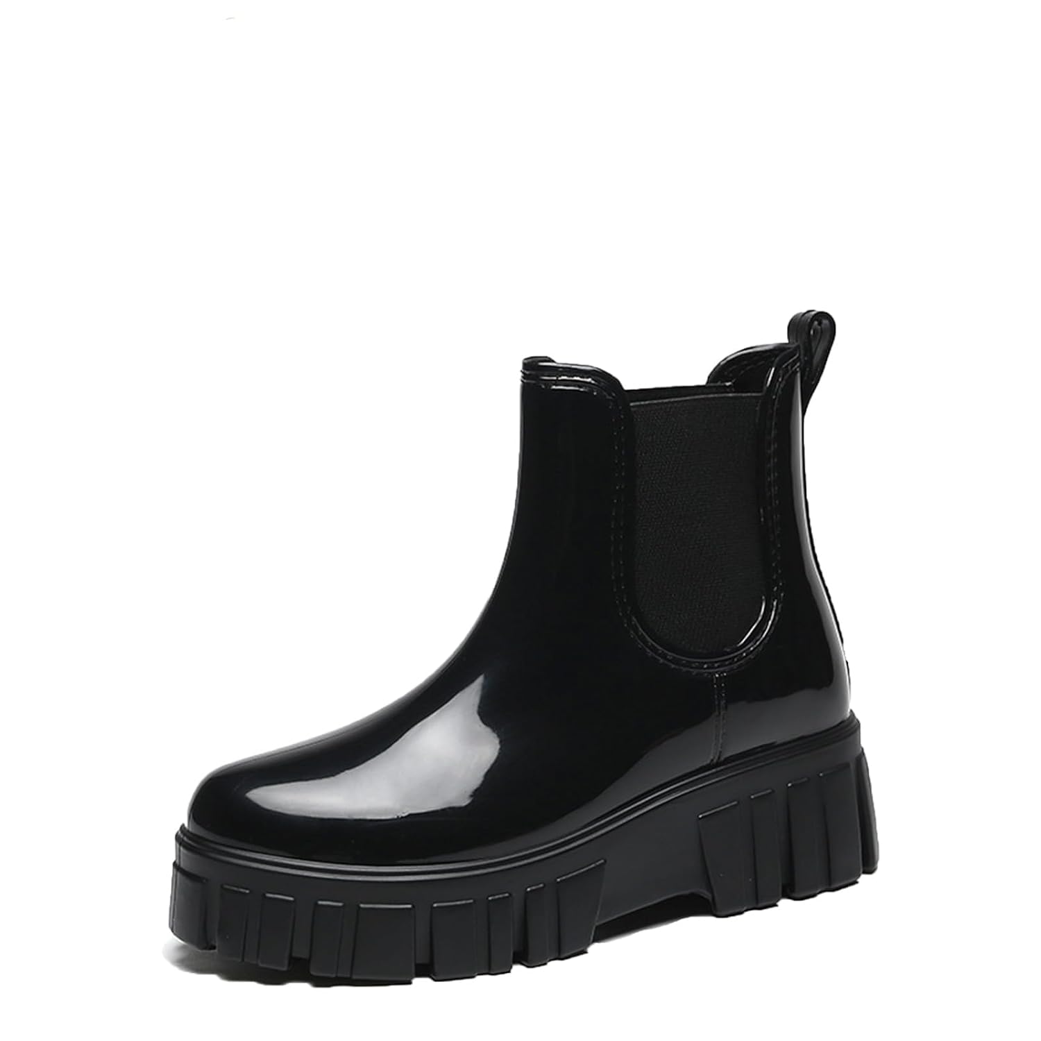 Womens Waterproof Anti-Slip Platform Rubber Chelsea Rain Boots - Comfortable Ankle Garden Work Short Booties