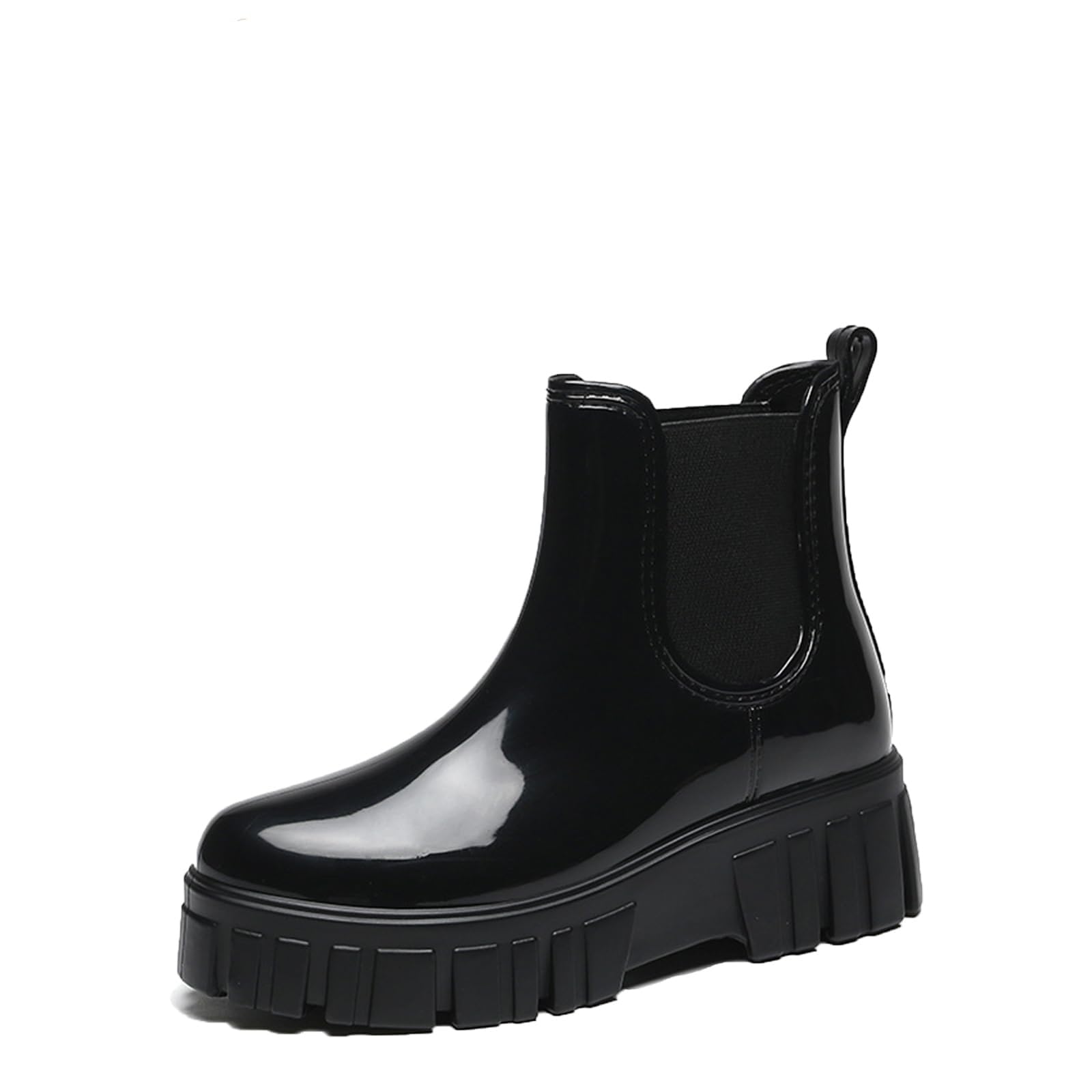 Womens Waterproof Anti-Slip Platform Rubber Chelsea Rain Boots - Comfortable Ankle Garden Work Short Booties