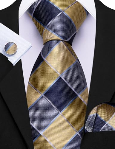 Image of Barry.Wang Men 6PCS Tie Silk Gift Necktie Clip Woven Tie Sets Party
