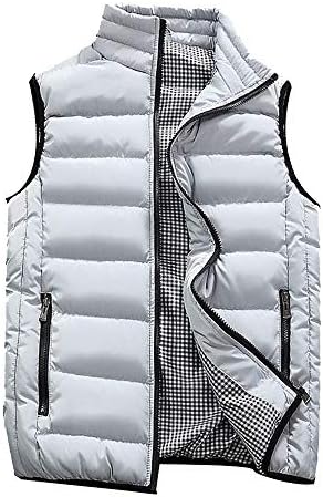 TIMEMEANS Vest Jacket for Men Autumn Winter Coat Padded Cotton Vest Warm Hooded Thick Vest Tops Jacket Gray