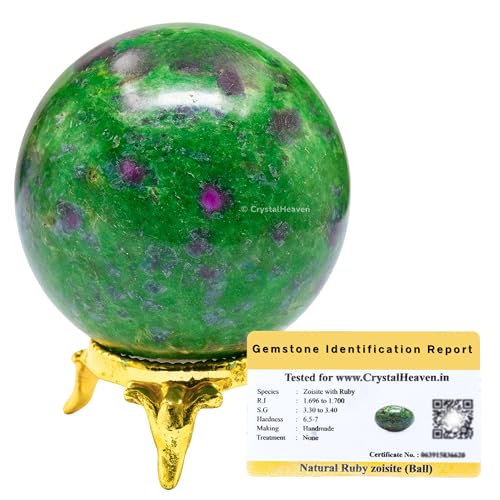 Image of Certified Crystal Ruby Zoisite Ball for Meditation - Premium Crystal Vastu Items for Home and Feng Shui Items for Good Luck - Ideal for Pooja Supplies and Spiritual Practices (1.5 Inch)
