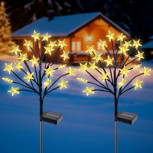 Qoosea 2 Stück Solarlampen für Außen, 8 Modes Weihnachten...