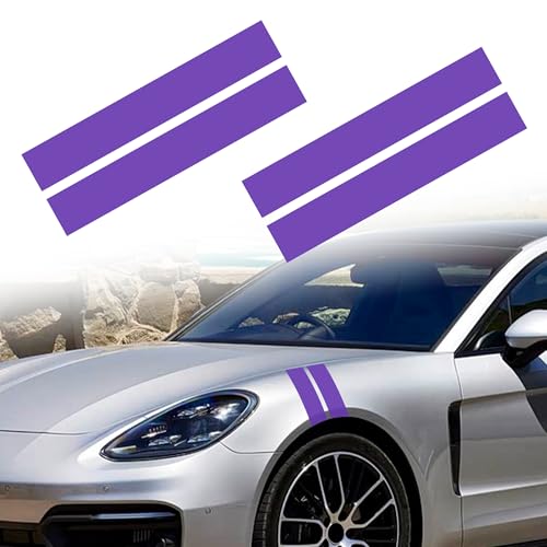 Image of TOMALL 2 Pair Racing Sport Stripe Vinyl Decals for Car Fender Hood Bumper Trunk Auto Stripe Graphic Stickers Decorations for Pickup Vehicle SUV Truck Off-Road (Purple)