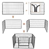 Feandrea Freilaufgehege für Haustiere, Laufstall, mit 4 Gitterplatten, transportabel, für innen und außen, Haustiere ohne Halsband, 122 x 80 x 70 cm, grau PPK04GY