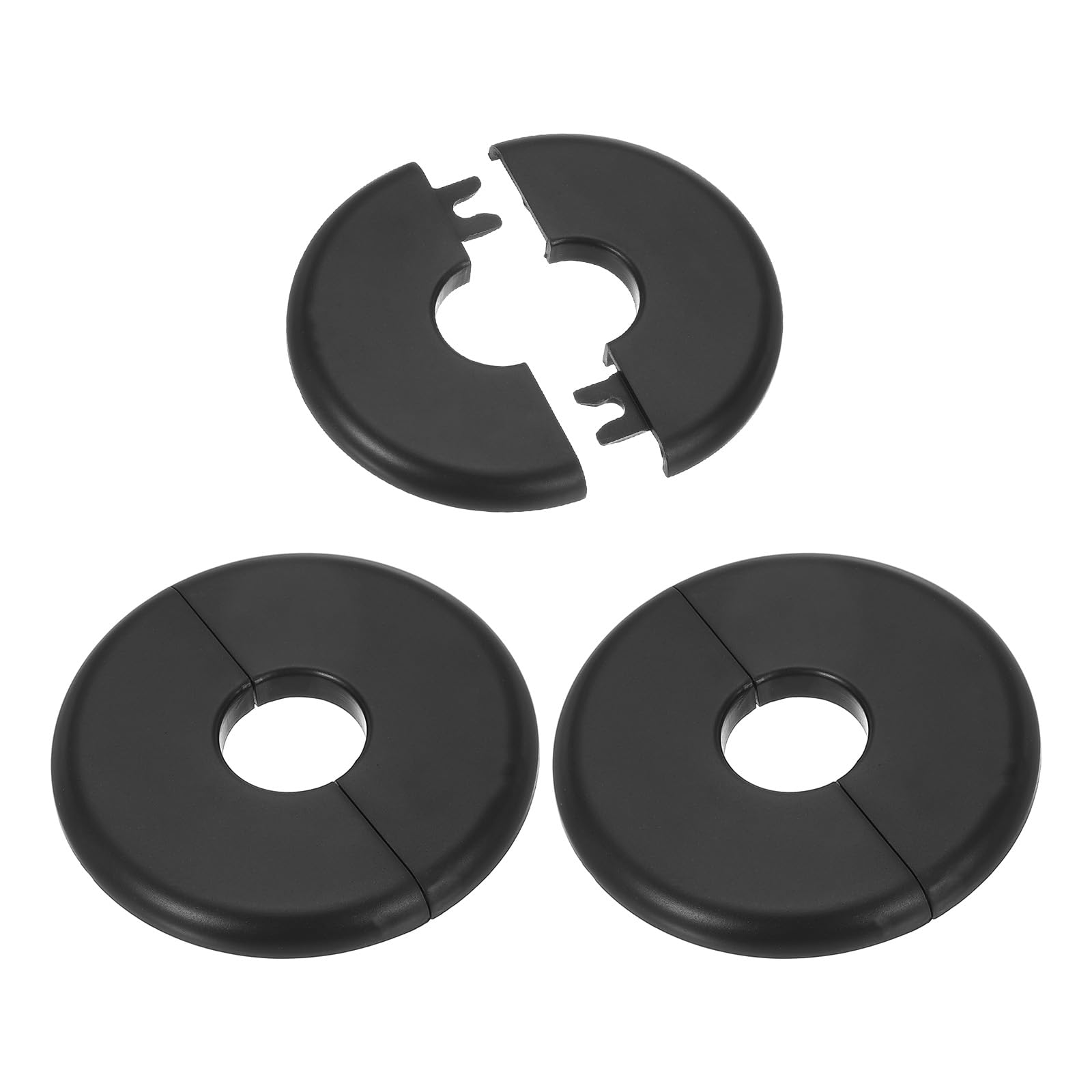 PATIKIL Placa de Cubierta Dividida de Pared, 23.5mm, 3Pcs de Cubierta de Placa, ABS Redondas Autoadhesivas, Hebilla para Decoración de Grifo de Tubería de Agua, Negro
