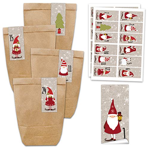 Papierdrachen Adventskalender Set - 24 Braune Papiertüten Zum Selbstbefüllen