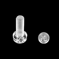 Vista 4 de Juego de 100 tornillos y tuercas acrílicas transparentes de 0.28 pulgadas de diámetro, cabeza redonda, Phillips, tornillos de plástico con tuercas