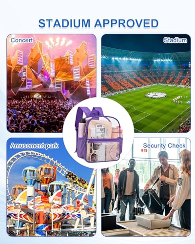 Image of Clear Backpack for Stadium Events, 12x12x6 Small Clear Plastic bag with Reinforced Straps for Game Security Festival Concert