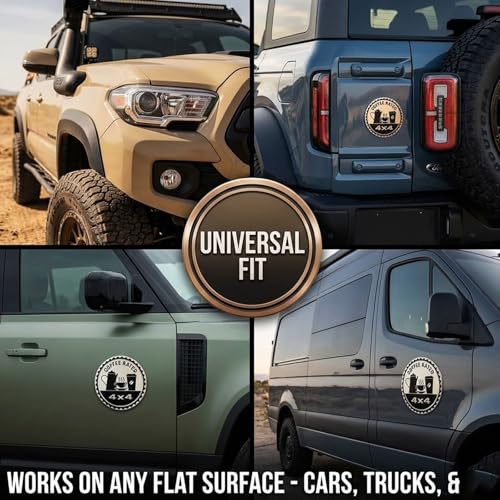 Image of 2 pcs Car Emblem 4 x 4 Metal Automotive Badge 3D Metal Car Badges Emblems Round Emblem Decals Car Badge Decals Stickers Compatible with Vehicles Trucks SUV RV Decorations (Coffee)