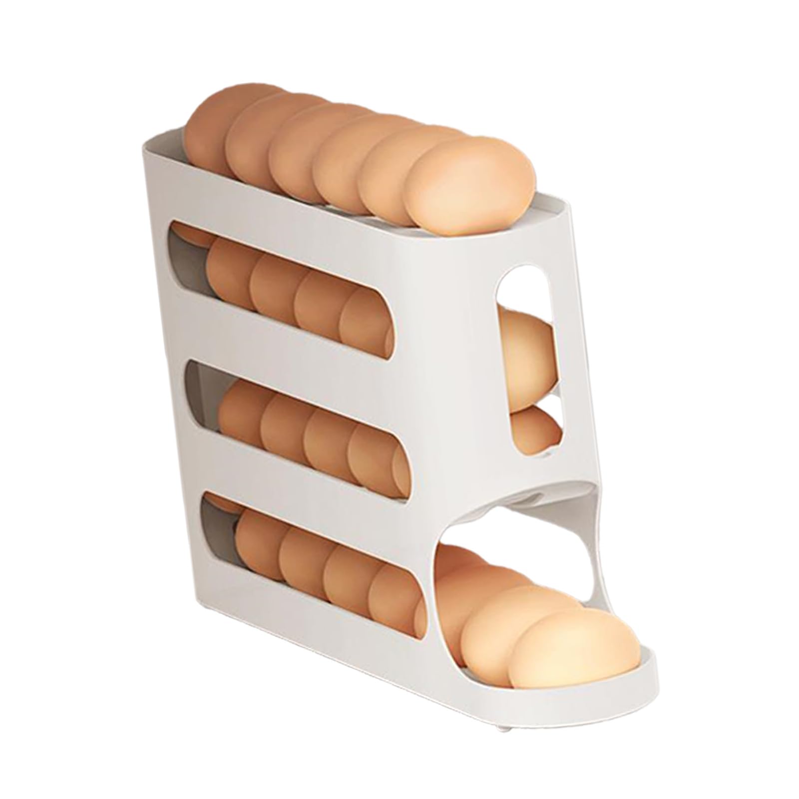 Clear Refrigerator Eggs Organizers with 4 Sliding Layers to Keep Eggs Freshing and Visible in Portable Kitchens Stackable Tray