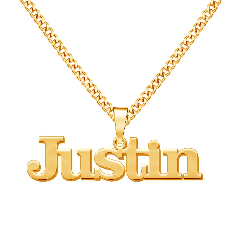 Custom Name Necklace for Men Personalized 18K Gold Plated Necklace with Curb/Figaro Chain Customized Jewelry Gifts for Him