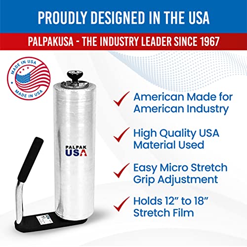 Image of Made in USA! Industrial Strength Stretch Film Dispenser - Palpak100 Light Weight Pallet Wrapper - Tension Knob Adjustment Wrap Handle (1 Pack)