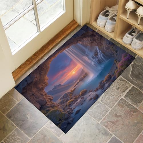 Tapis Entree Interieur Grottes Lavable en Machine et Antidérapant