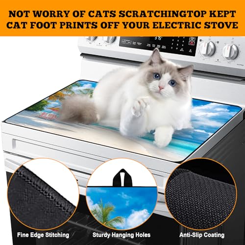 Image of Multi-Design Stove Cover for Glass /Electric Stoves - 3-in-1 Heat-Resistant Protector Mat, Non-Slip Drying Rack 28 inchx20 inch