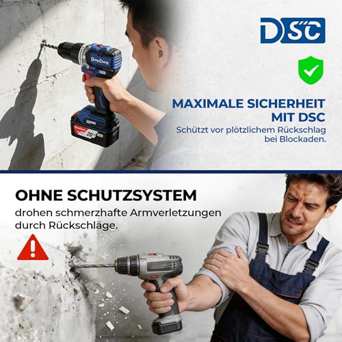 Dong Cheng Akku Schlagbohrschrauber 18V, 90 Nm Bürstenlos, 2×4.0Ah Akku, Schlagbohrmaschine Akku 3 Modi (Schrauben/Bohren/Schlagbohren), 13mm Bohrfutter, 2-Gang, 19 Drehmomentstufen, inkl Koffer