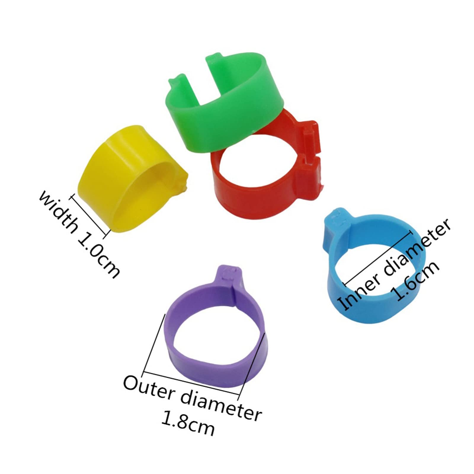 1000 anillos de pata de pollo para patas de aves de corral para pollos, palomas y codornices, 1,6 cm de diámetro interior, fáciles de usar, anillos de identificación morados