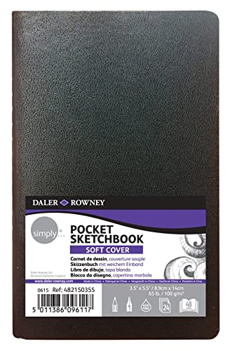 Cuaderno Cosido Ideal Para Dibujo Daler Rowney Simply, de Formato 9 X 14 Cm, Com24 Hojas de Papel de 100 G/M2 de Grano Fino