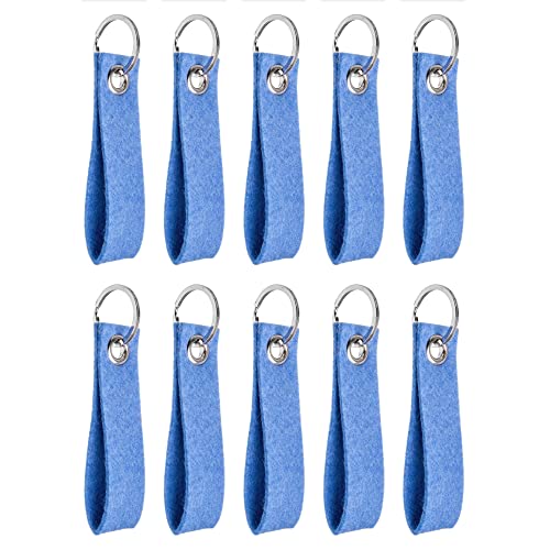 Lialina Lot de 10 Porte-Clés Feutre 100 % Laine Bleu ciel | Porte-clés en tissu avec anneau plat en acier inoxydable | Personnalisable | Fabriqué en Allemagne Cover