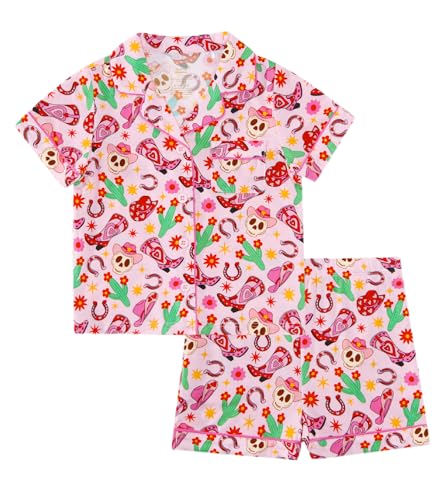 Image of Toddler Boys Girls Clothes Set Viscose from Bamboo Home Outfit Button Down Top Clothing Sets Soft with Pockets 2-5T
