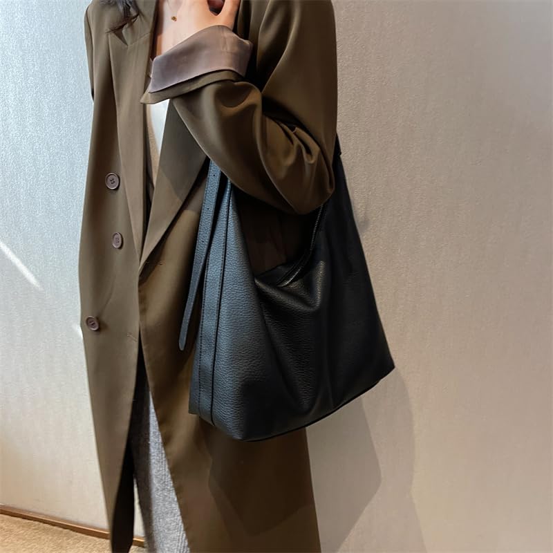 Crescent Tote Bag Slouchy Hobo Bag PU Shoulder Bag Solid Color Commuting Bag Purse with Adjustable Shoulder Strap for Women3