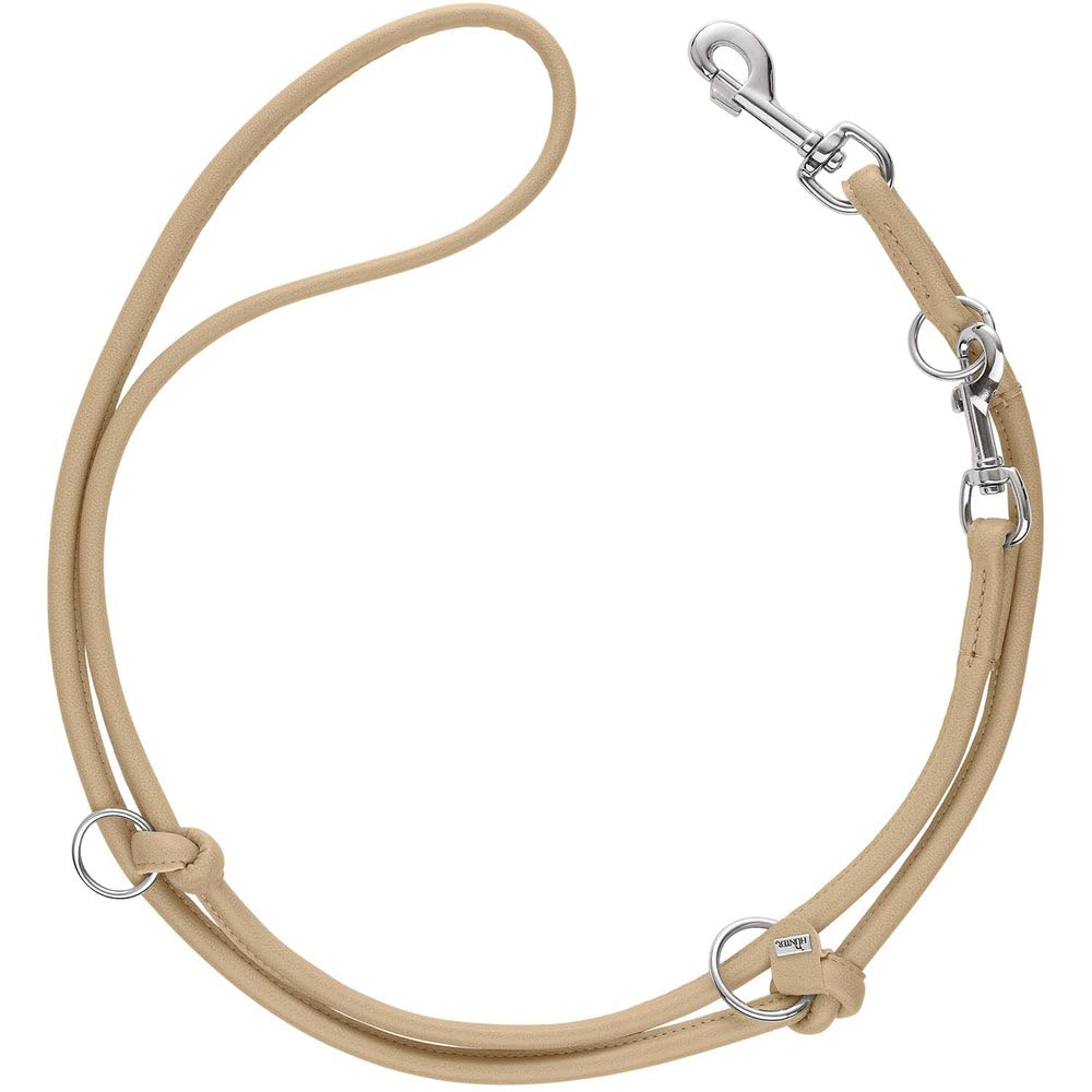 HUNTER Amalfi Adjustable Dog Lead Round Beige Vegan Faux Leather Nappa Look Adjustable to 3 Different Positions Soft Easy Care Brilliant Colour Made in Germany Size: 10/200