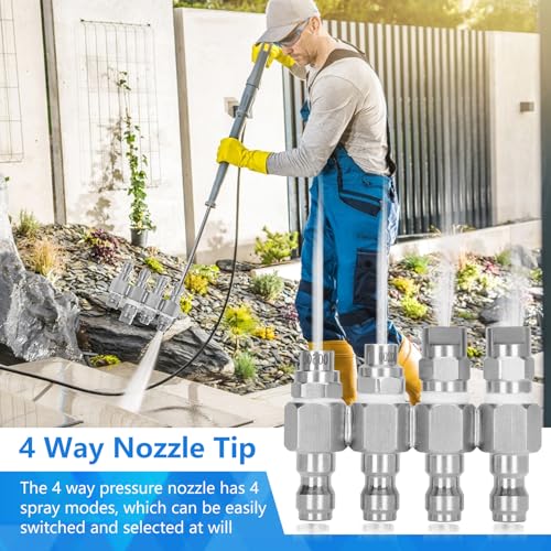 Image of 4 Way Rod Nozzle Suitable for 7-8 GPM Rod Pressure Washer Nozzle