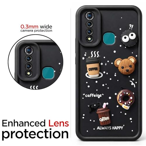 Image of Bintage case Cute Fun Taddy| 3D Ball Bear| Donut| Coffee Rubber Case Camera Protection Back Cover Compatible for Vivo Z1 Pro 4G - Black