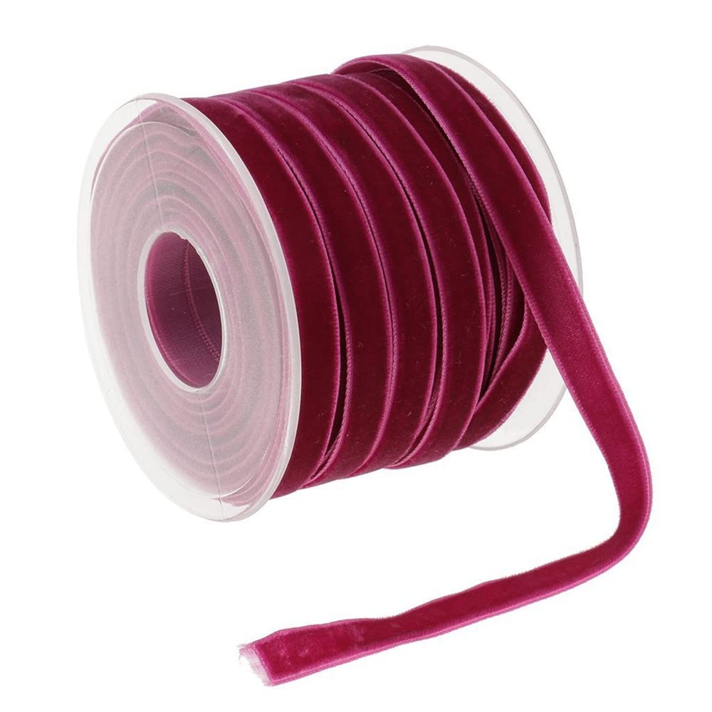 GIVBRO Christmas Ribbons Lace Trim Velvet Ropes Gift Wrapping Trimming for DIY Project Bowknot Card Making Dark Pink, 18m