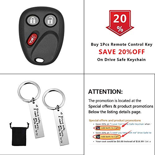hikotor Key Fob Keyless Entry Remote Car Key Fob with Ignition Key - Fits 2003-2006 Chevy Avalanche Equinox Silverado SSR Suburban Tahoe/GMC Sierra Yukon/Hummer H2 / Pontiac Torrent/Saturn Vue,LHJ011 - Thumbnail 6