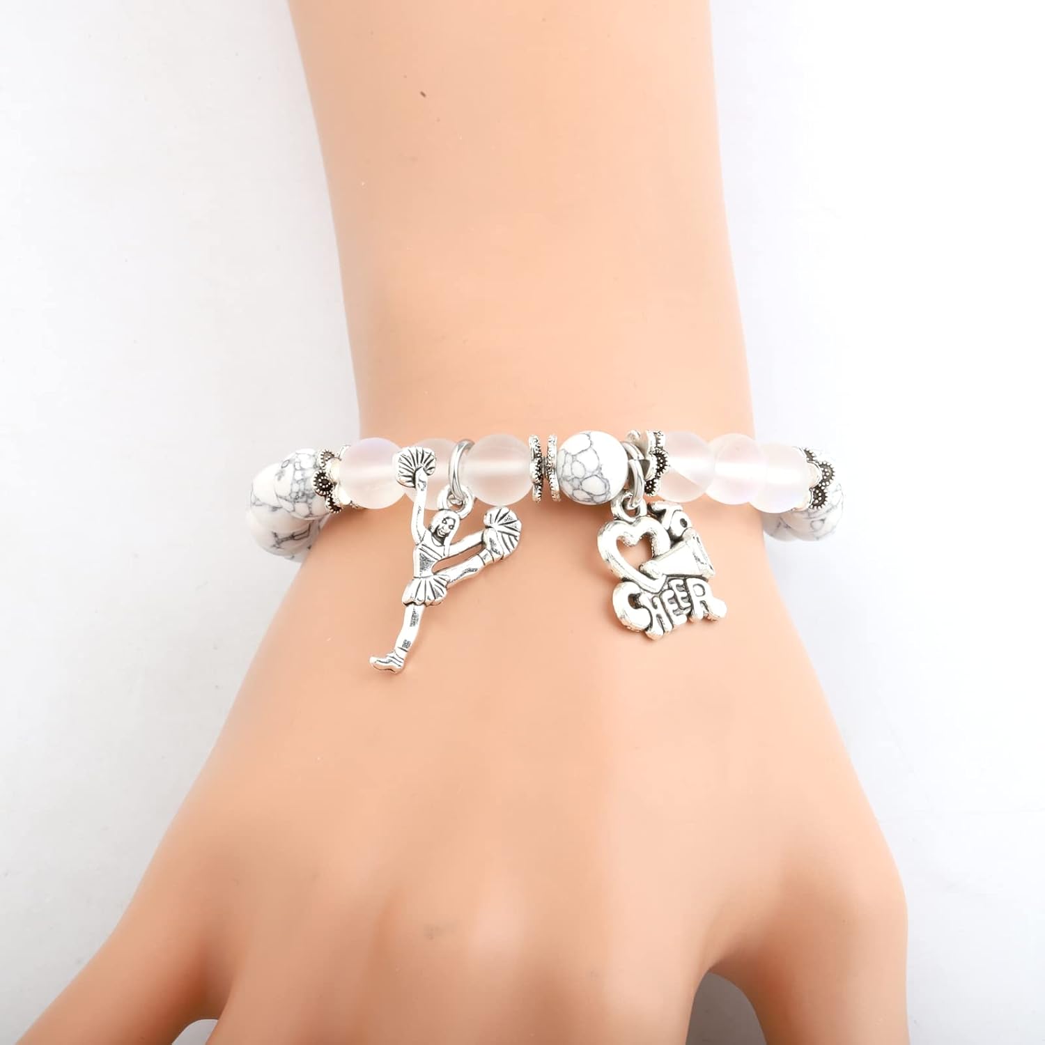 Cheer Charm Bracelet Cheerleading Gifts You Are Braver Than You Believe Bangle Bracelet Cheer Jewelry for Cheerleaders Cheer Coaches or Team (White) - Image 7