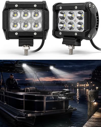 Shangyuan Pontoon Boat Docking Headlights, Marine Led Lights for Kayak Bass Jon Fishing Boat Spreader Light, T-top, Deck, Driving, Stern/Navigation Lights, 2pcs