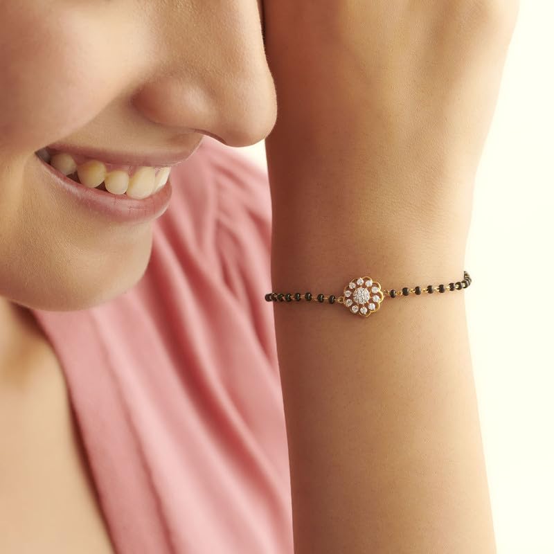 Image of KISNA Diamond Gold Mangalsutra Bracelet for Women