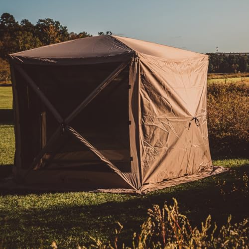 Gazelle Tents™ G5 5-Sided Portable Gazebo with TriTech Mesh, Pop-Up Hub Screen Tent, Waterproof, UV Resistant, 4-Person & Table, Desert Sand, 85" x 115" x 106", GK913, Includes 3 Pack of Wind Panels - Image 3