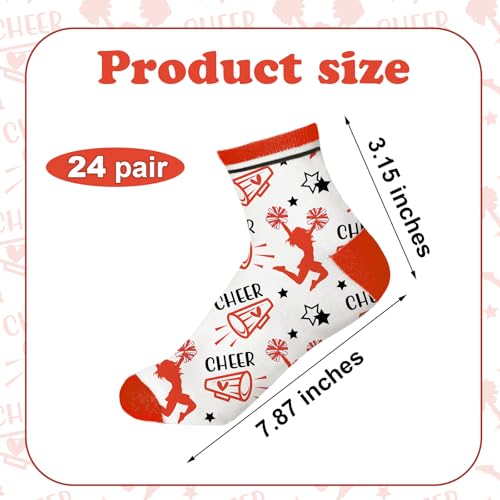 Image of Maiteenly 24 Pairs Ankle Cheer Socks Cheerleading Team Cheerleader Socks for Women Girls Cheer Accessories Gifts