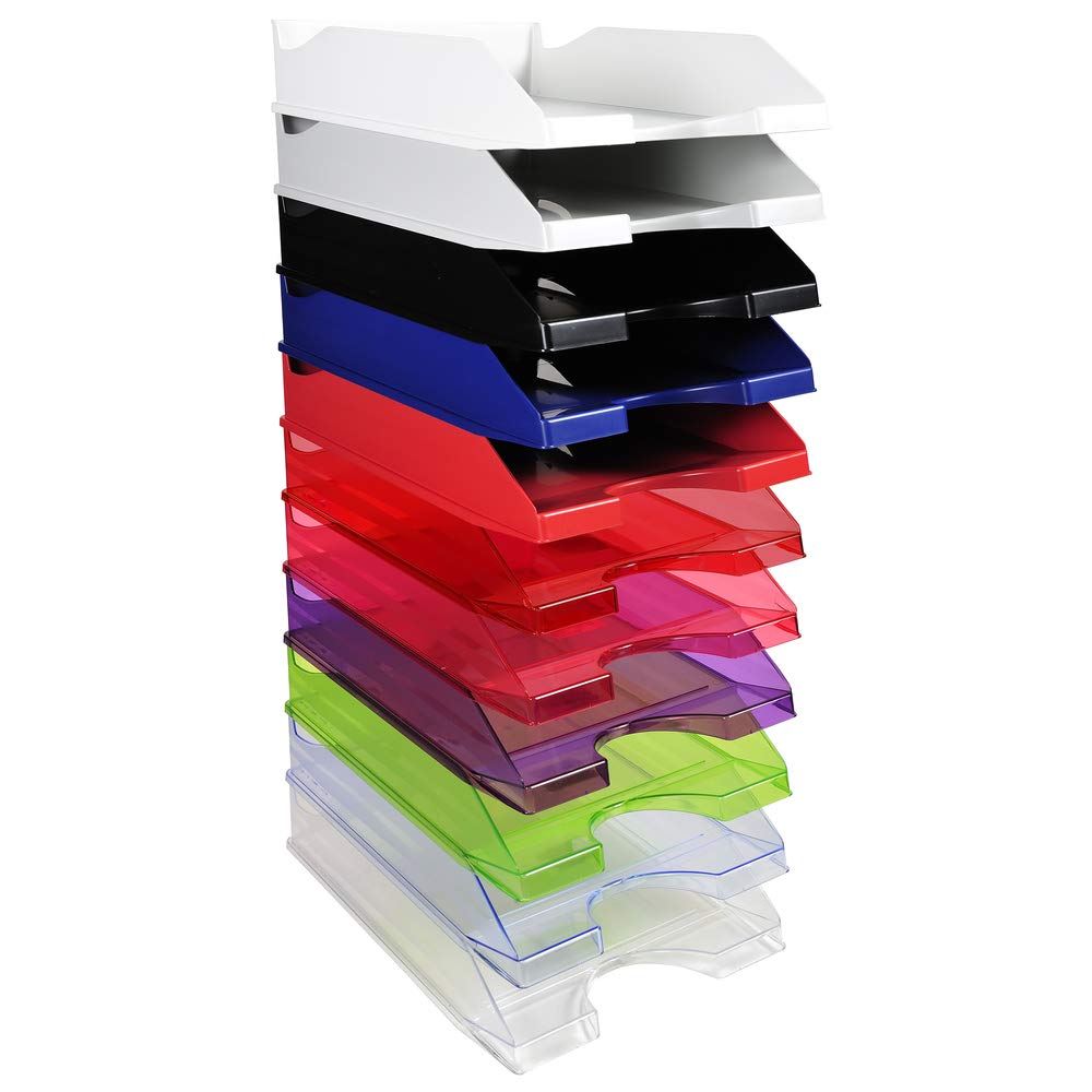 Exacompta - 12306D - juego de 10 bandejas carpetas de fundas ECOTRAY - dimensiones 34,5x25,5x6,5 cm - para documentos en formato A4+ - color gris - certificado Blue Angel
