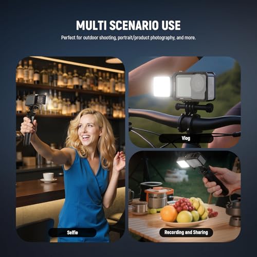 Image of NEEWER Basics Magnetic RGB Action Camera Light Compatible with DJI OSMO Nano Action 3 4 5 Pro Cage NEEWER AC009 PRO Pocket 3 Accessories Adapter, 1.5W Fill Light Attachment for Video Recording, M26