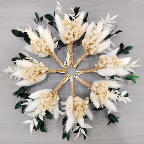 Ramo decorativo mini pampas seco 8 piezas miniatura 1
