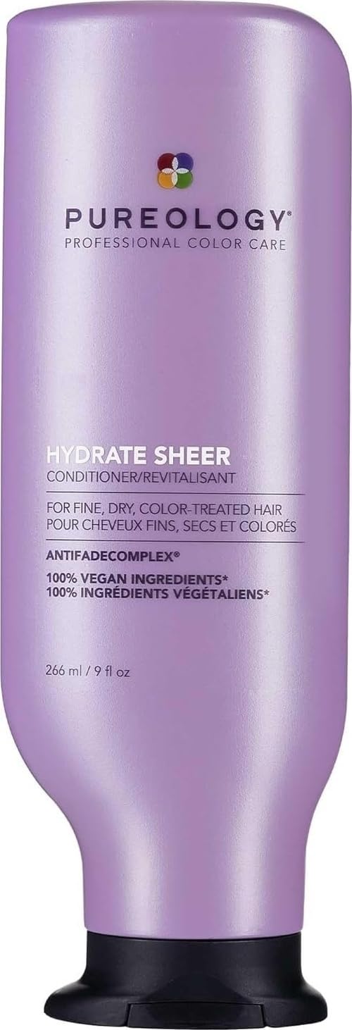 Pureology Hydrate Sheer Nourishing Conditioner, Lightweight, Silicone-Free, Vegan Formula for Fine, Colour-Treated Hair, 266ml