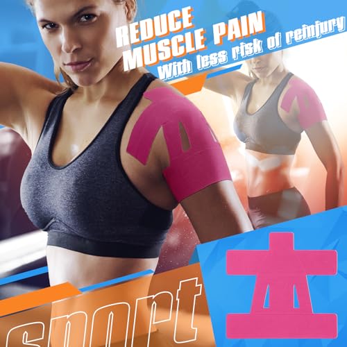 Image of 20 Count Kinesiology Tape for Shoulder Pain Relief Pre Cut Sports Waterproof Breathable Enhance Elastic Kinesiology Athletic Tape for Shoulder Support and Muscle Baseball Sports (3 Colors)