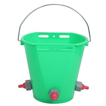Livestock Milk Feed Bucket, with Lifting Handle Lamb Milk Feed Bucket, Long Service Life with Scale Assembling Type Nipple Design for Cow Pasture Farm Goat(Three-mouthed)